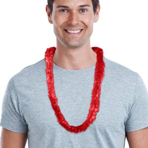Red Plastic Leis - 12 Pack by Windy City Novelties- NOV34-NOV342DZ