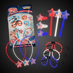 Patriotic Glow Stars Value Pack by Windy City Novelties- GNO035UN