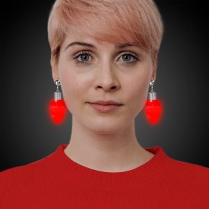 LED Red Bulb Clip-On Earrings by Windy City Novelties- JLR078UN