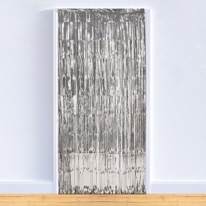 Silver Metallic Fringed Door Curtain by Windy City Novelties- DEC034EA