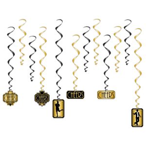 Roaring 20's Hanging Whirl Decorations - 12 Pack by Windy City Novelties- DEC59909UN