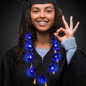 LED Blue Graduation Caps Necklace by Windy City Novelties- RHL484EA
