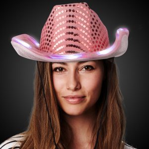 LED Pink Sequin Cowboy Hat by Windy City Novelties- HAT54-HAT544EA