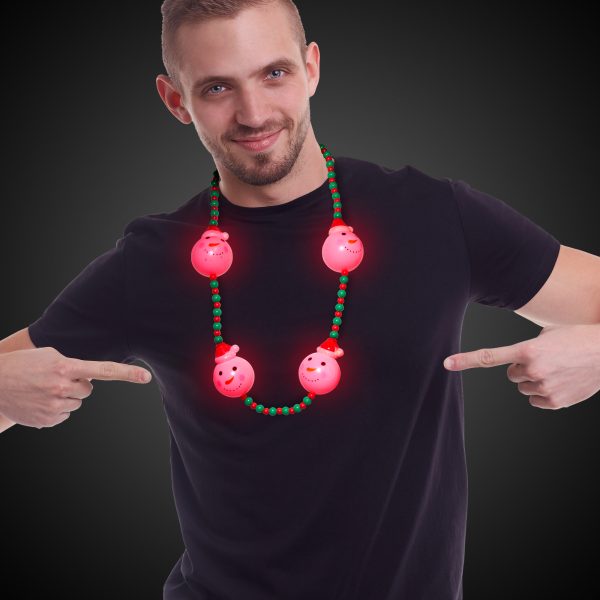 LED Snowman Bead Necklace by Windy City Novelties- LIT464EA