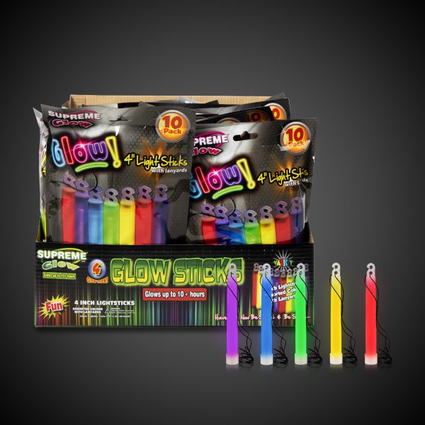 Assorted 4" Glow Sticks Retail Counter Display by Windy City Novelties- RCG511UN