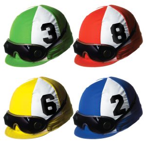 Horse Racing Jockey Helmet Cutouts - 4 Per Unit by Windy City Novelties- DEC54333UN