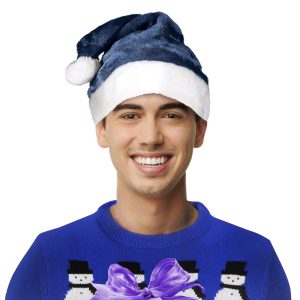 Blue Santa Plush Hat by Windy City Novelties- HAT073EA