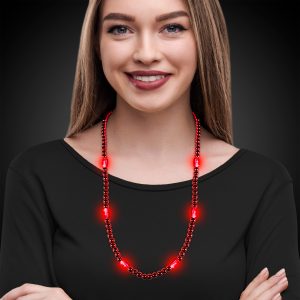 LED Red 30" Beaded Necklace by Windy City Novelties- LIT49-LIT490EA