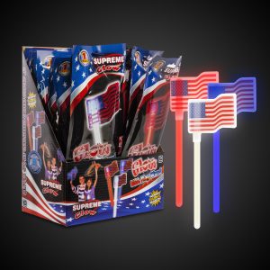 Patriotic Glow USA Flags Retail Counter Display by Windy City Novelties- RCG043UN