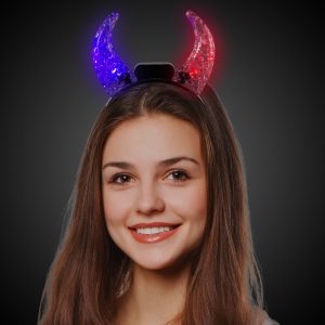 LED Multi-Color Crystal Devil Horns Headband by Windy City Novelties- LIT1173EA