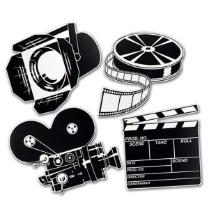 Movie Set Black & White Cutouts - 4 Per Unit by Windy City Novelties- DEC55722UN
