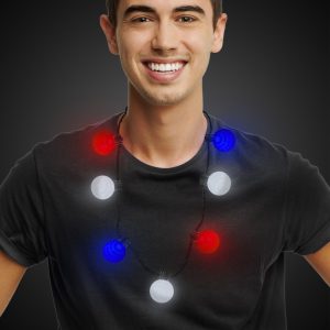 LED Patriotic Ball Necklace by Windy City Novelties- LBN0-LBN021EA