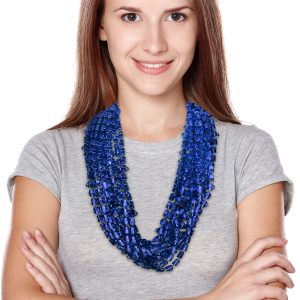 Blue Bead Beer Mug Necklaces - 33" - 12 Pack by Windy City Novelties- JLR09-JLR092DZ