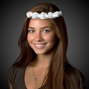 LED White Roses Halo Headband by Windy City Novelties- APR224EA