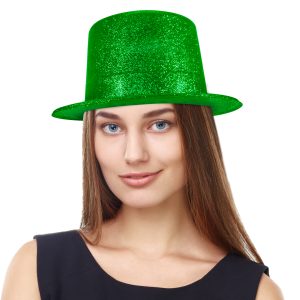 Green Glitter Top Hat by Windy City Novelties- HAT473EA