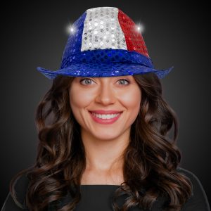 LED Patriotic Sequin Fedora Hat by Windy City Novelties- HAT1086EA