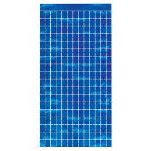 Blue Metallic Squares Curtain by Windy City Novelties- DEC53946BEA