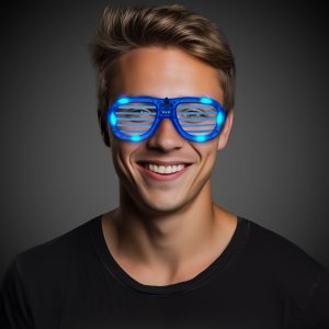 LED Blue Slotted Glasses by Windy City Novelties- LIT27-LIT276EA