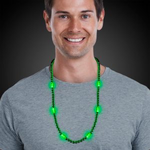 LED Green 30" Beaded Necklace by Windy City Novelties- LIT49-LIT492EA