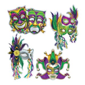 Mardi Gras Metallic Masks Cutouts by Windy City Novelties- DEC53791UN