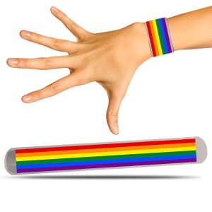 Silver Rainbow Pride Slap Bracelets by Windy City Novelties- JLR36-JLR361DZ