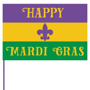 Mardi Gras 12"x18" Cloth Flag by Windy City Novelties- NOV005EA