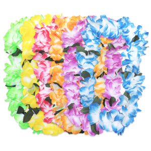 Pastel Silk Flower Leis - 12 Pack by Windy City Novelties- NOV375DZ
