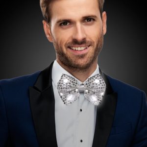 LED Silver Sequin Bow Tie by Windy City Novelties- APR021EA