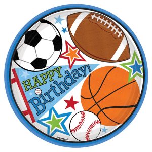Sports Birthday Plates 8 Pack by Windy City Novelties- PAP1292DPUN
