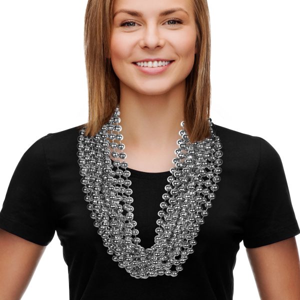 Silver 33" 12mm Bead Necklaces by Windy City Novelties- JLR25-JLR255DZ