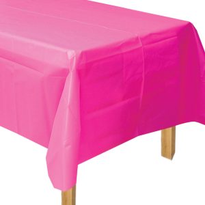 Neon Pink Plastic Table Cover by Windy City Novelties- PAP4633TEA