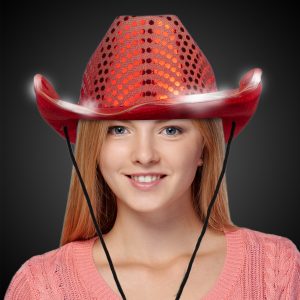 LED Red Sequin Cowboy Hat by Windy City Novelties- HAT54-HAT542EA