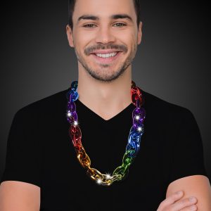 LED Rainbow Chain Link Necklace by Windy City Novelties- LIT49-LIT498EA