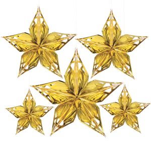 Gold Metallic Star Decorations by Windy City Novelties- DEC291896UN