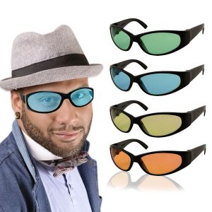 Colored Lens Black Wrap Sunglasses - 12 Pack by Windy City Novelties- GLS143DZ