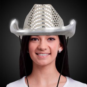 LED White Sequin Cowboy Hat by Windy City Novelties- HAT54-HAT540EA