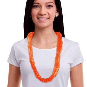 Orange Plastic Leis - 12 Pack by Windy City Novelties- NOV34-NOV346DZ