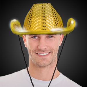 LED Gold Sequin Cowboy Hat by Windy City Novelties- HAT54-HAT545EA