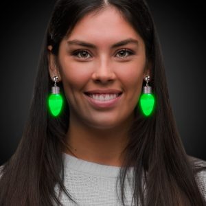 LED Green Bulb Clip-On Earrings by Windy City Novelties- JLR077UN