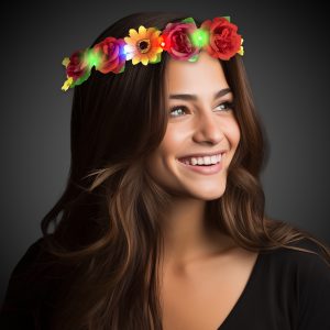 LED Assorted Flowers Halo Headband by Windy City Novelties- APR143EA
