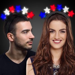 LED Patriotic Stars Mohawk Headband by Windy City Novelties- LIT059EA