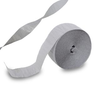 Silver Crepe Paper Streamer by Windy City Novelties- DEC18505118EA