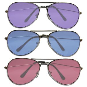 Colored Lens Aviator Sunglasses - 12 Pack by Windy City Novelties- GLS148DZ