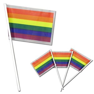 Rainbow Flag Plastic Flags - 12 Pack by Windy City Novelties- NOV063DZ