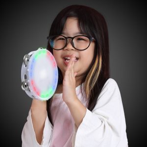 LED White Tambourine by Windy City Novelties- MUS140EA