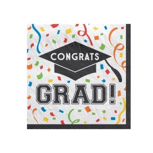 Congrats Grad Beverage Napkins by Windy City Novelties- PAP8161BUN