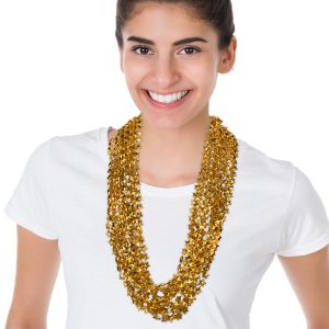 Gold Bead Star 33" Necklaces by Windy City Novelties- JLR068DZ
