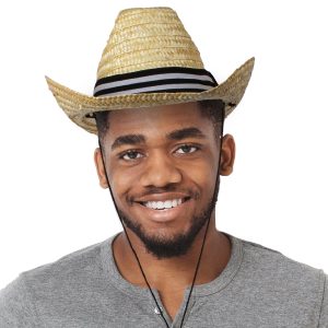 Straw Cowboy Hat with Strap by Windy City Novelties- HAT1102EA