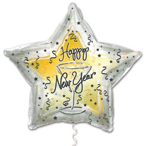 Happy New Year Metallic Star 18" Balloon by Windy City Novelties- BAL81423010