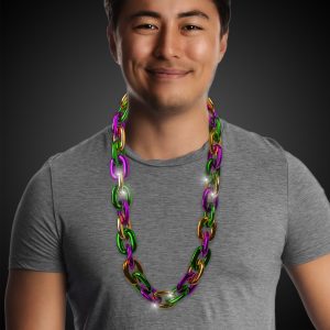 LED Mardi Gras Chain Link Necklace by Windy City Novelties- LIT49-LIT497EA
